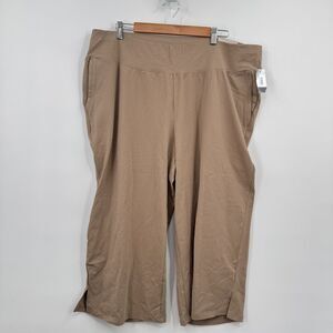 NEW Catherines Suprema Pull On Soft Knit Cropped Pants 2X 22/24W Khaki Beige